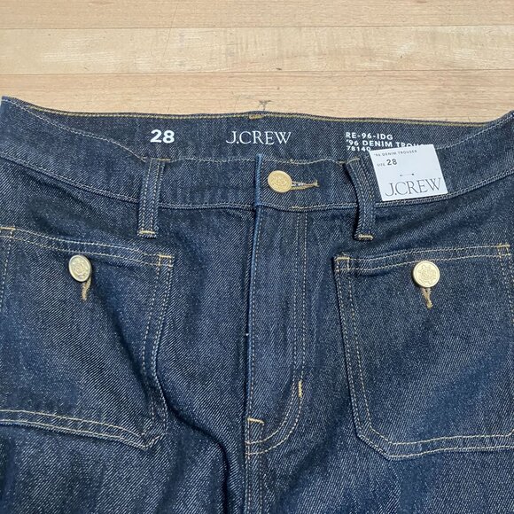 J.Crew Womens '96 Dark Denim Sailor Wide Leg Trouser Jeans Size 28 Blue AN NWT - Picture 4 of 12